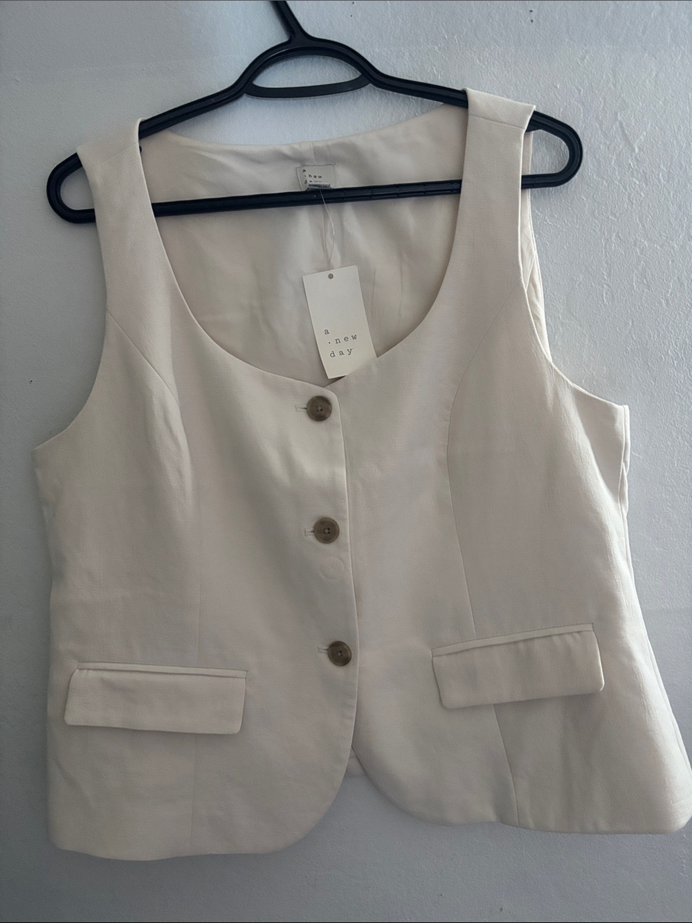 a new day Cream Button-Front Sleeveless Vest
